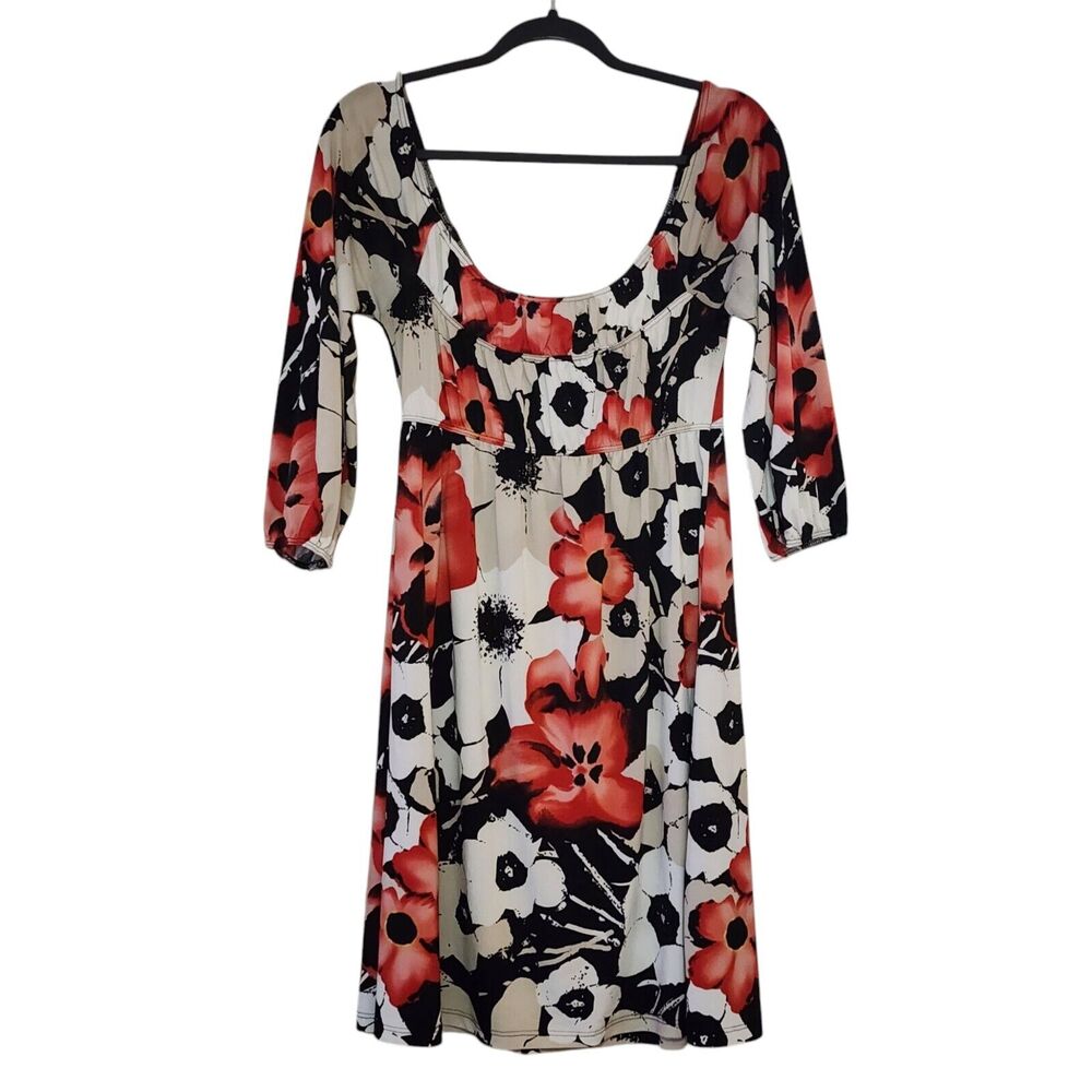 Catch My I Floral Empire Dress - Slinky Knit - Size Small
